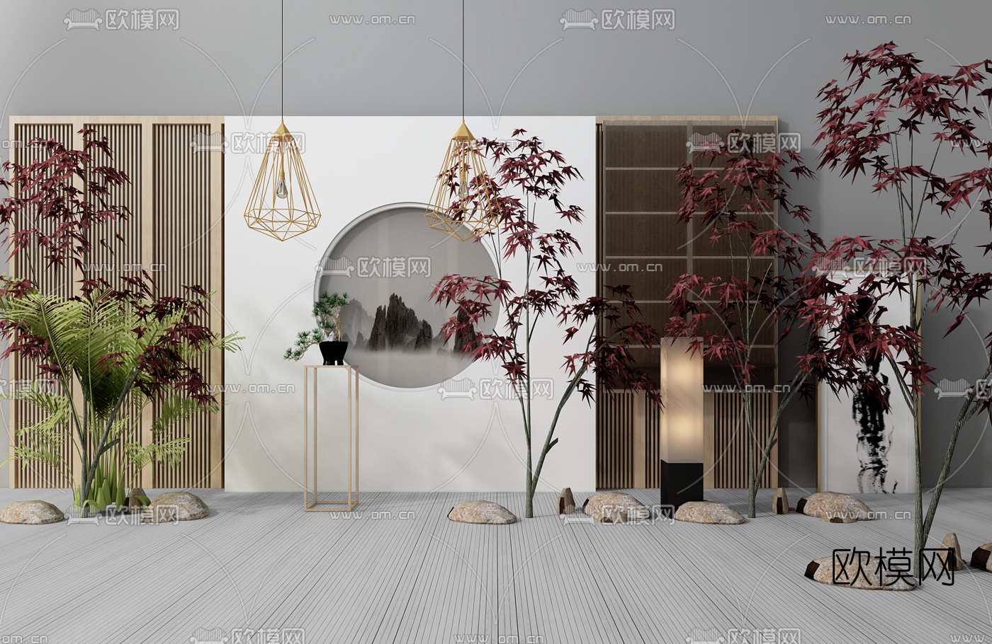 新中式园林景观3D模型