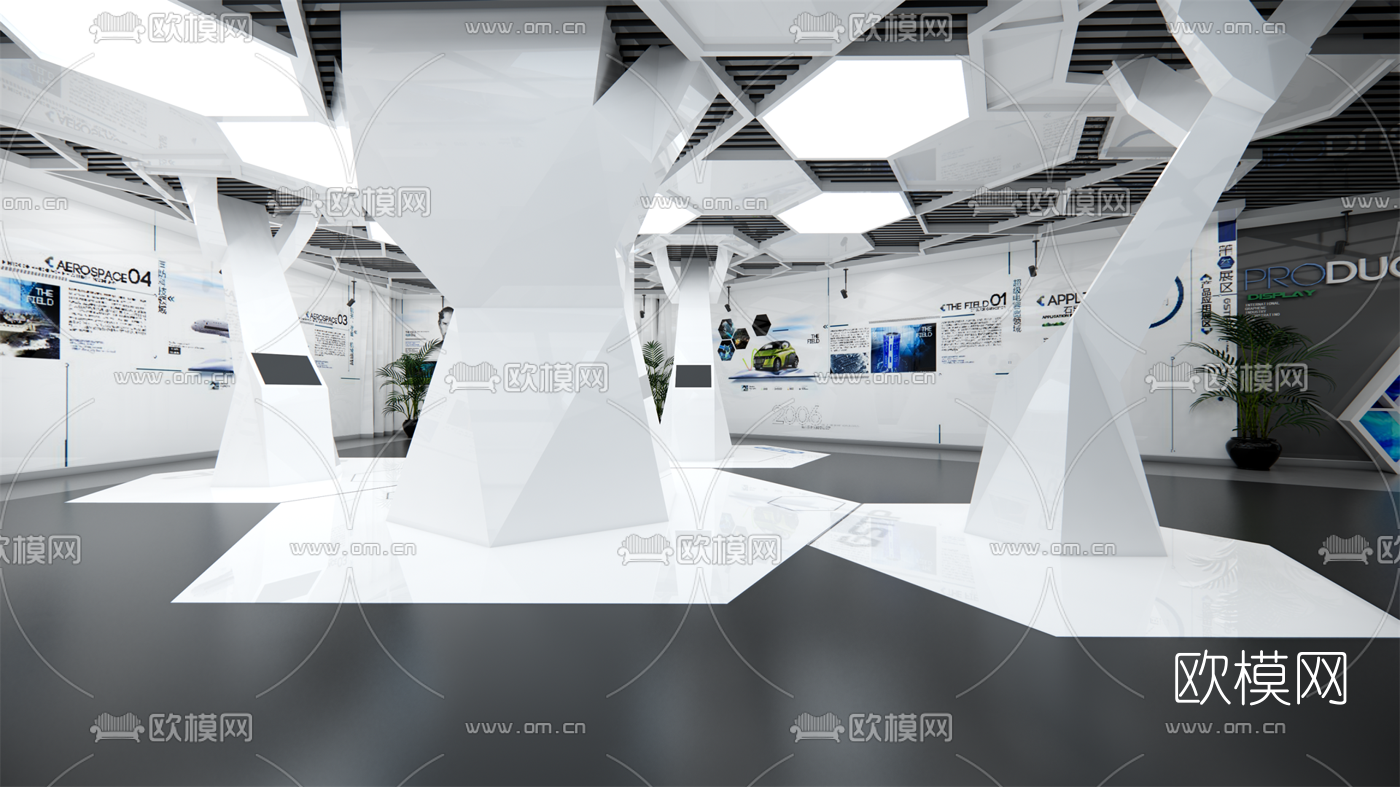 现代科技展厅su模型下载（渲染图2）