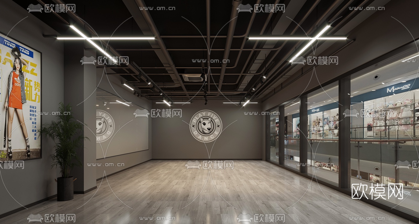 现代舞蹈培训中心前台教室3d模型