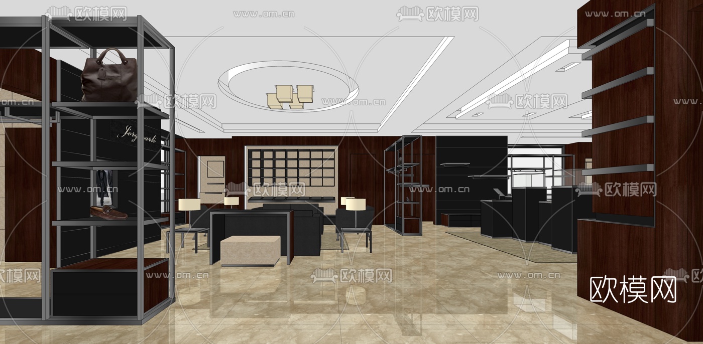现代服装店su模型下载（渲染图2）
