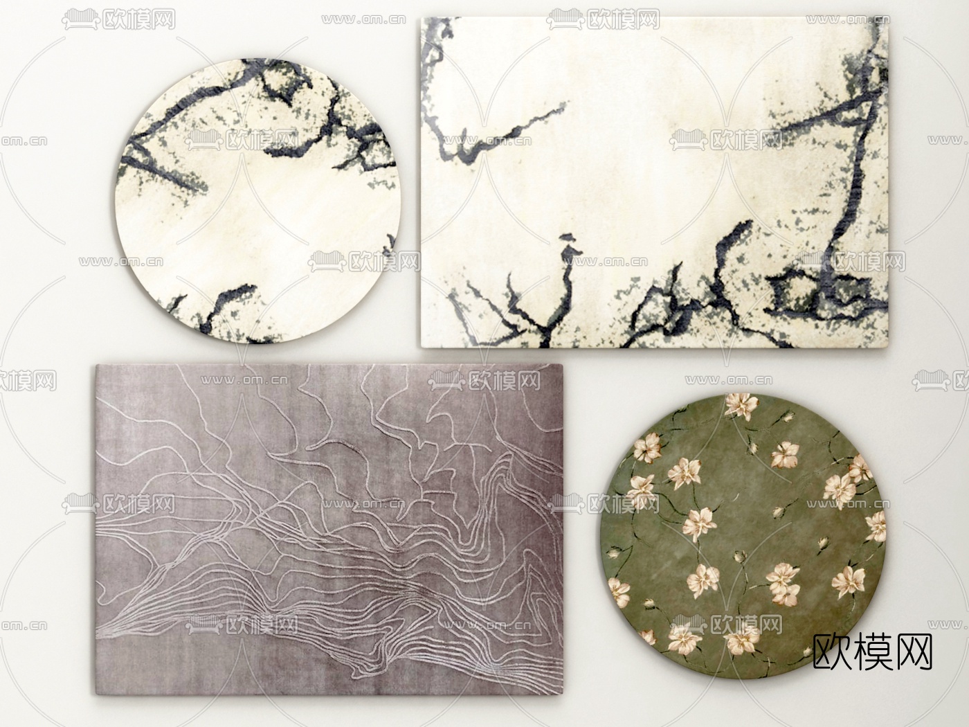 新中式地毯3d模型下载