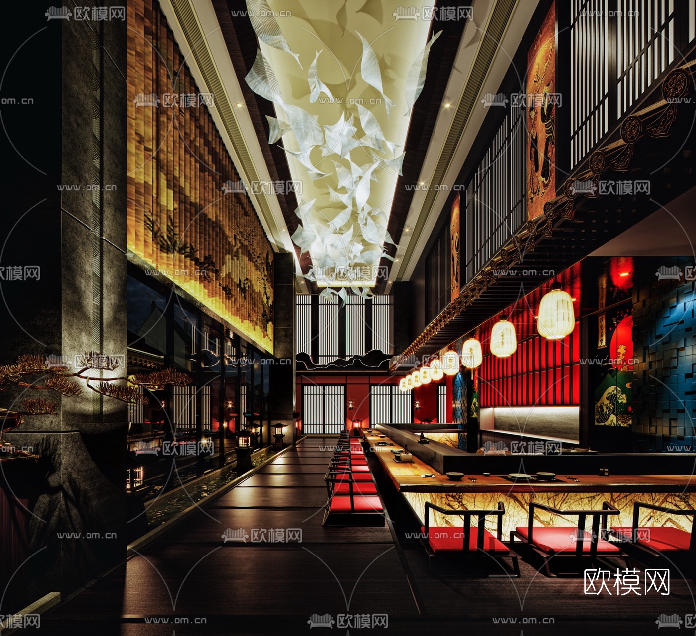 日式料理餐厅3d模型