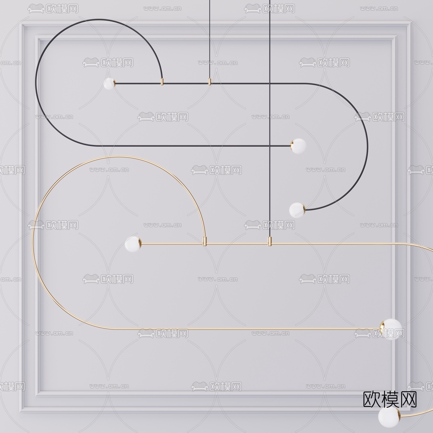 现代金属简约吊灯3d模型