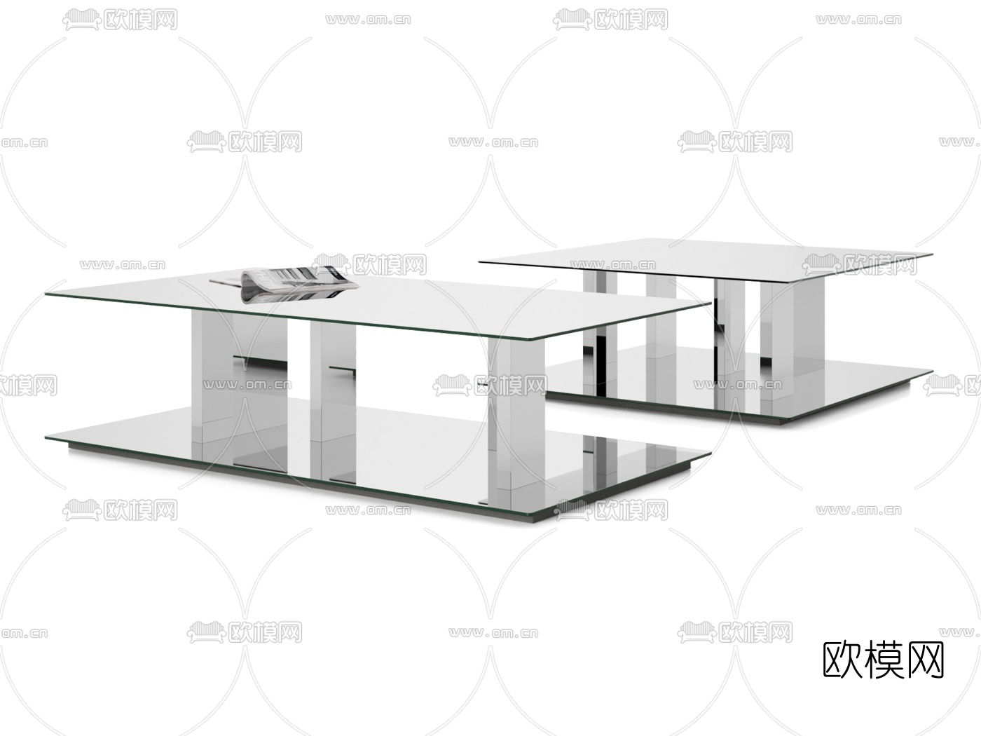 现代玻璃茶几3d模型