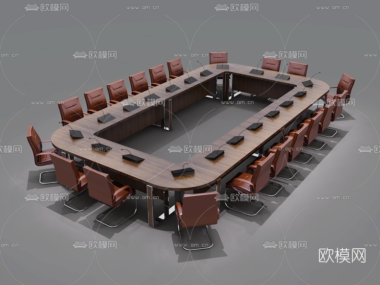 现代会议桌椅3d模型下载