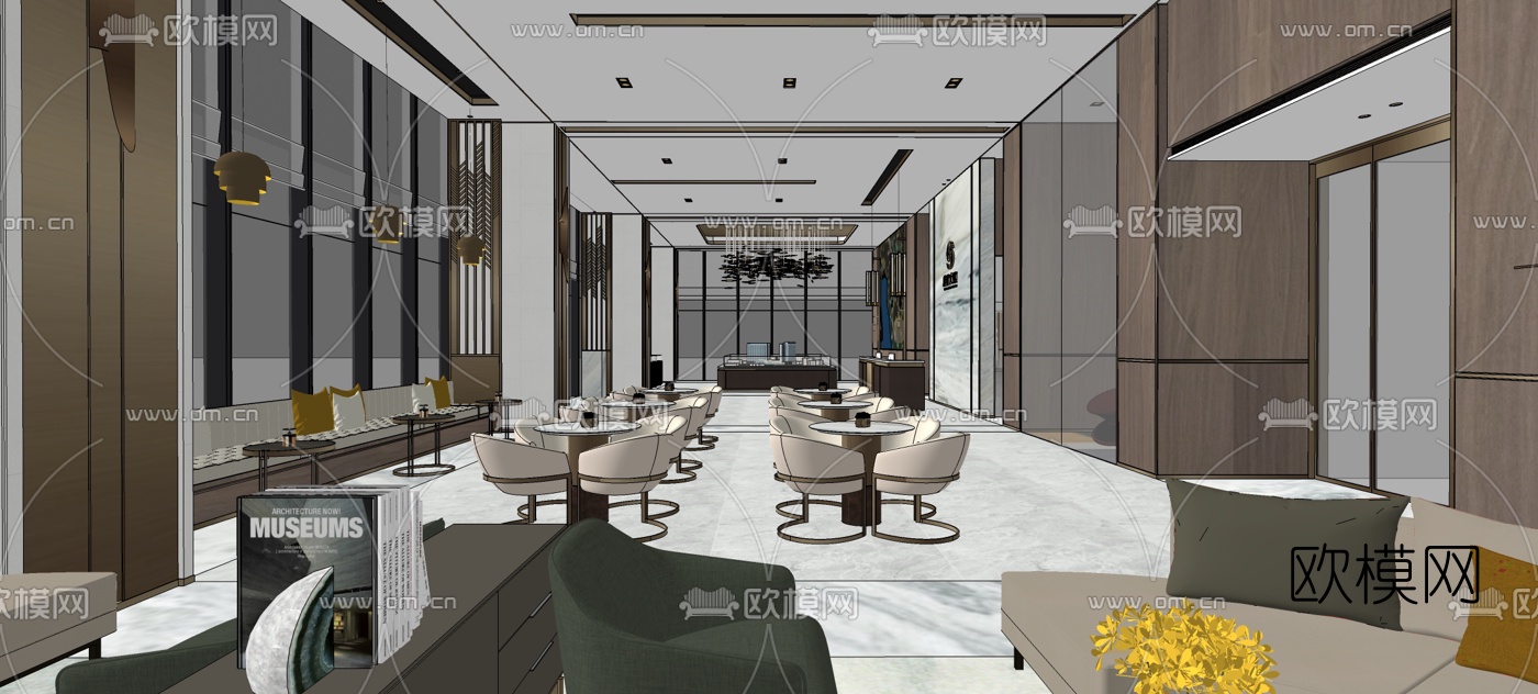 现代轻奢售楼处su模型下载（渲染图3）