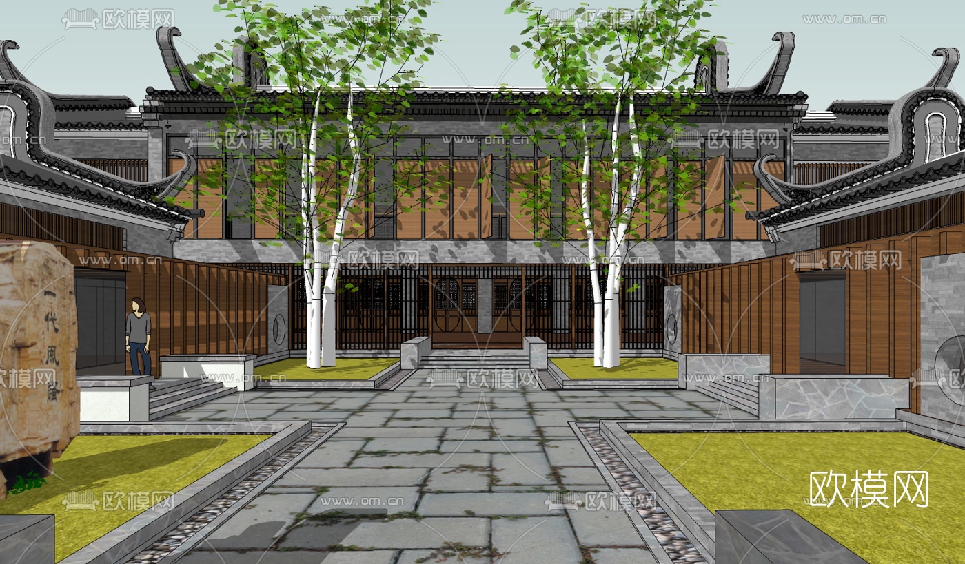 中式庭院su模型下载（渲染图5）