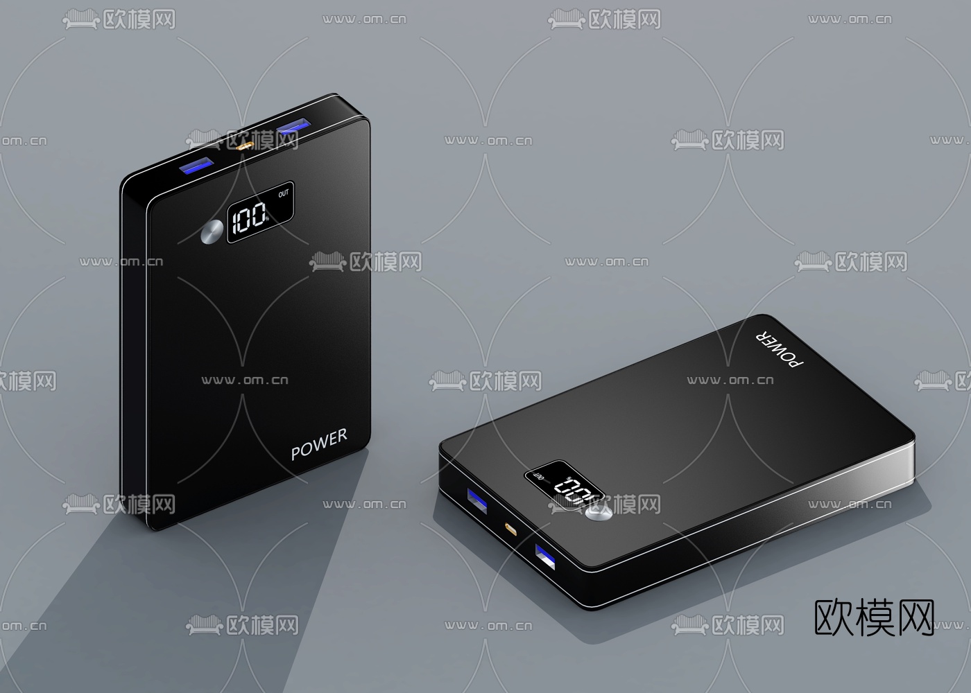 现代黑色移动电源充电宝3d模型