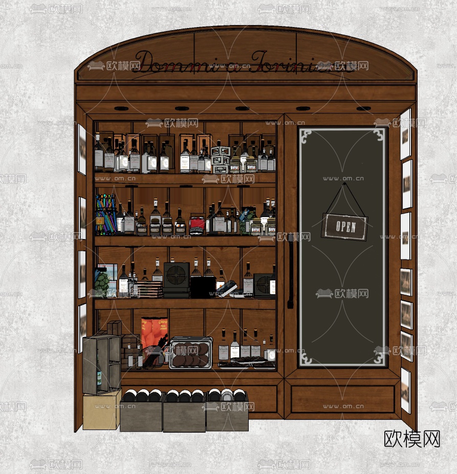 现代酒吧洋酒橱窗su模型下载（渲染图2）