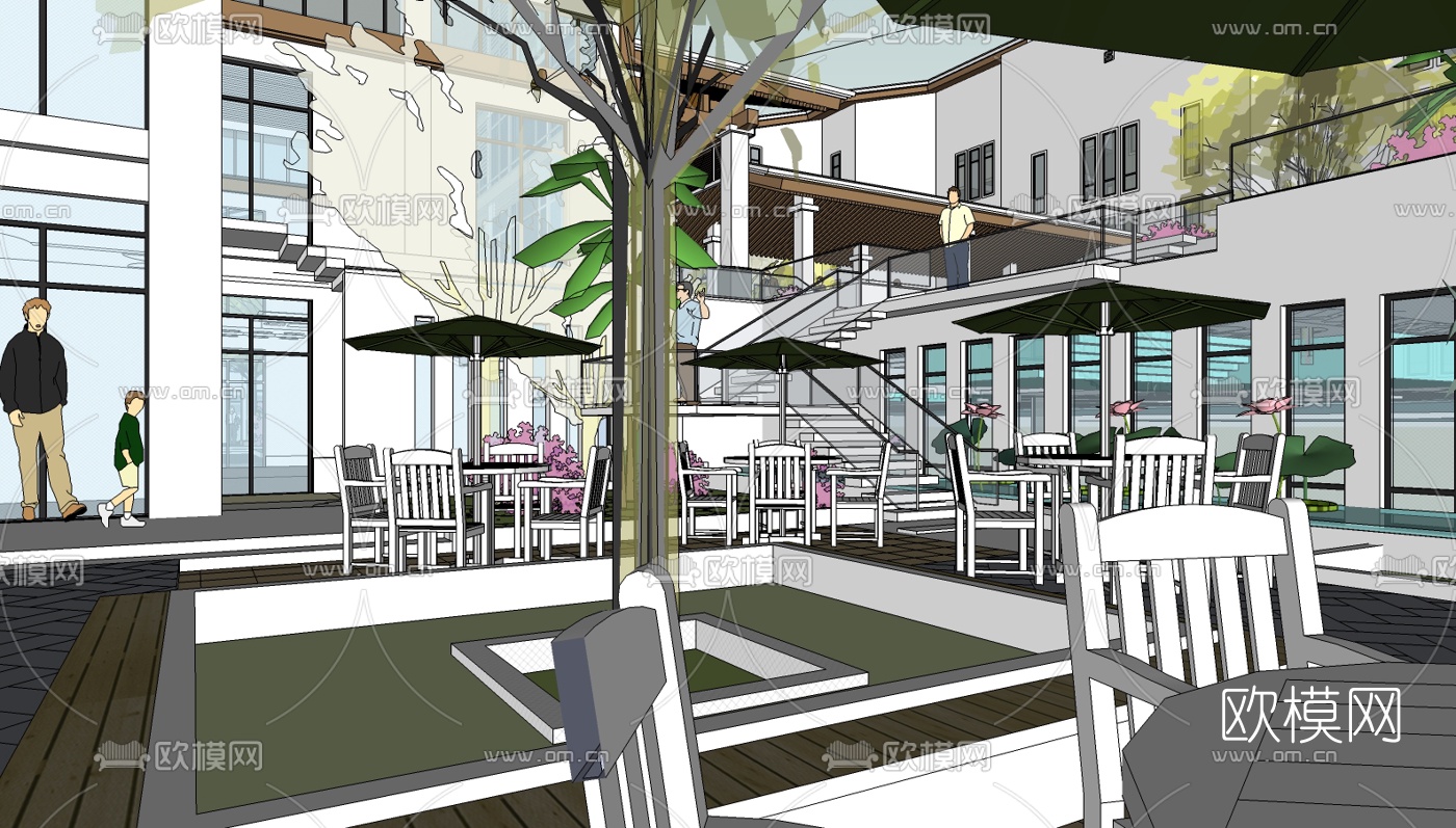 现代小区规划su模型下载（渲染图3）