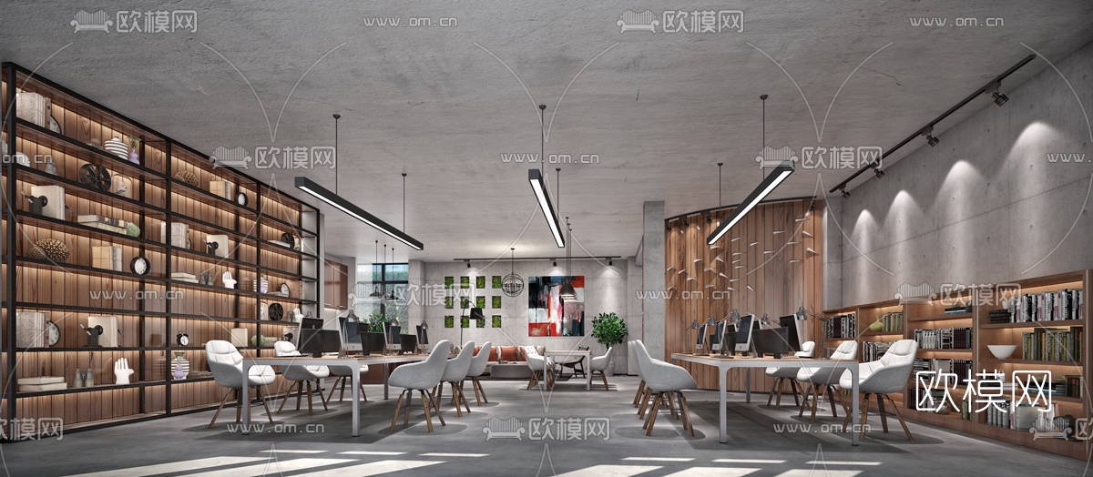 工业风办公区3D模型