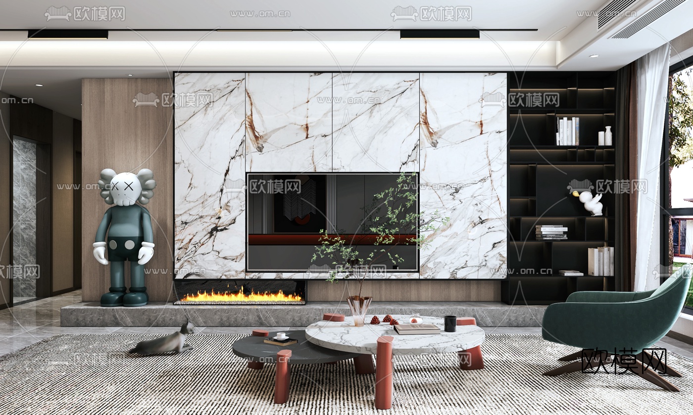 现代客厅3d模型下载（渲染图5）