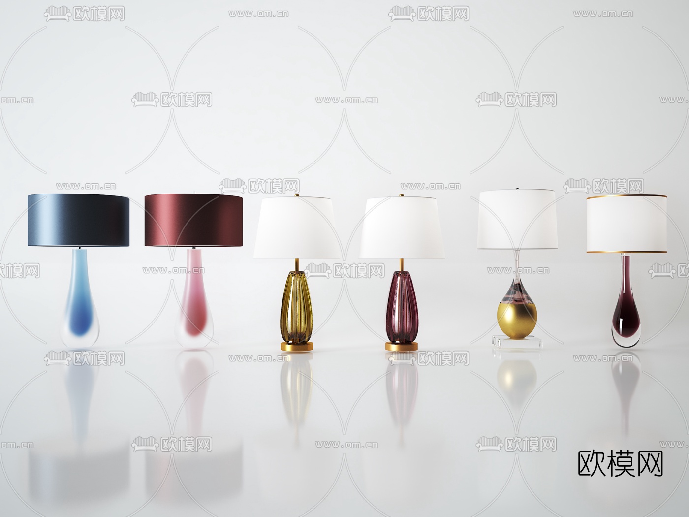 后现代金属玻璃台灯3d模型下载