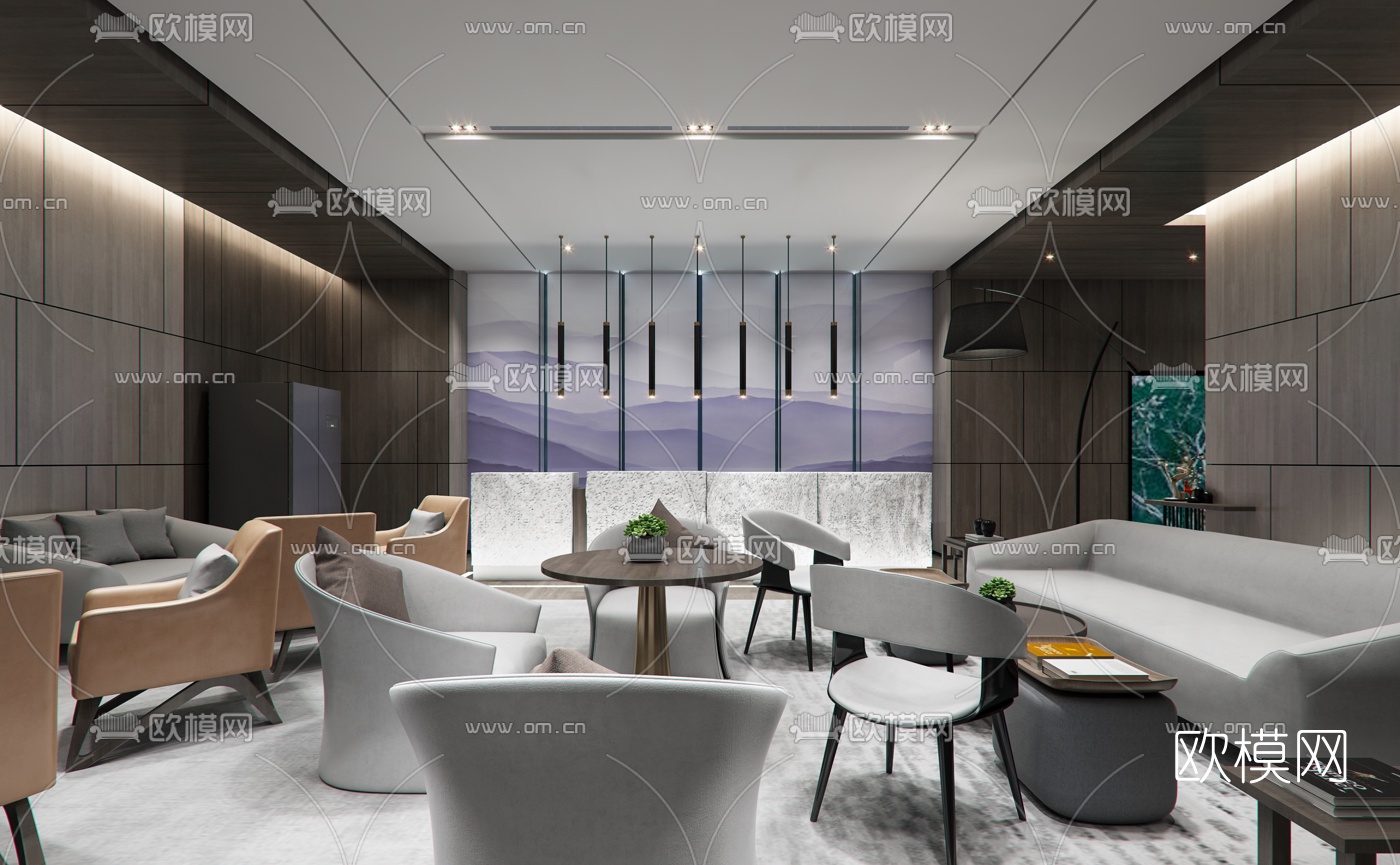 现代售楼部休闲区3d模型-免费3dmax模型库-欧模网