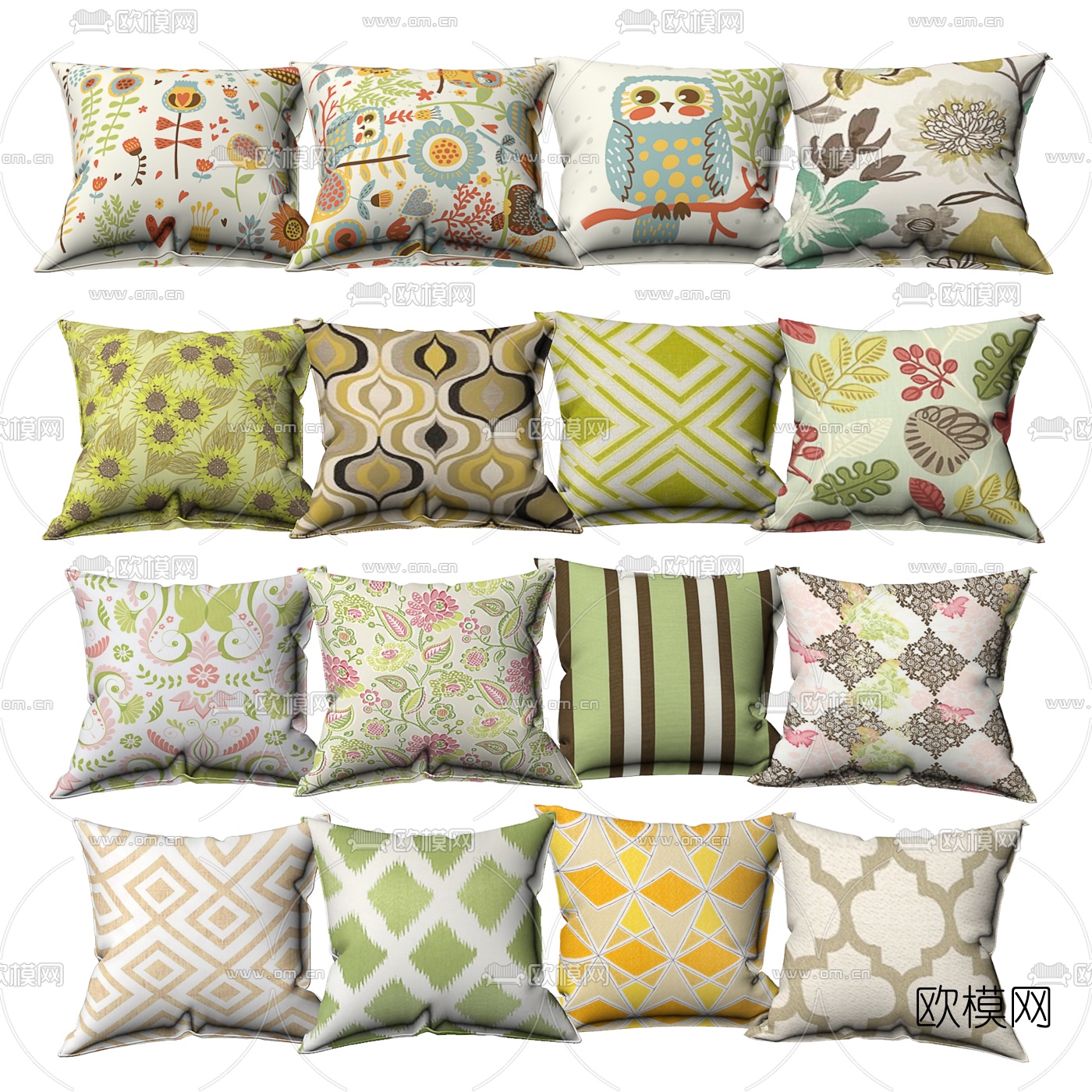 现代布艺抱枕组合3d模型下载