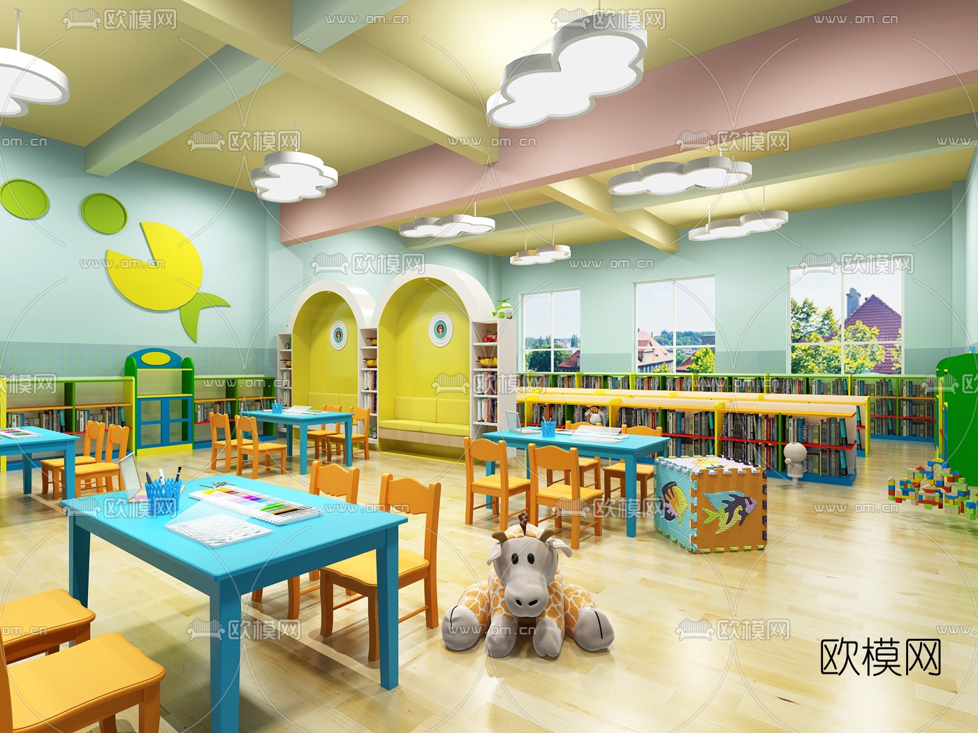 现代幼儿园教室3d模型