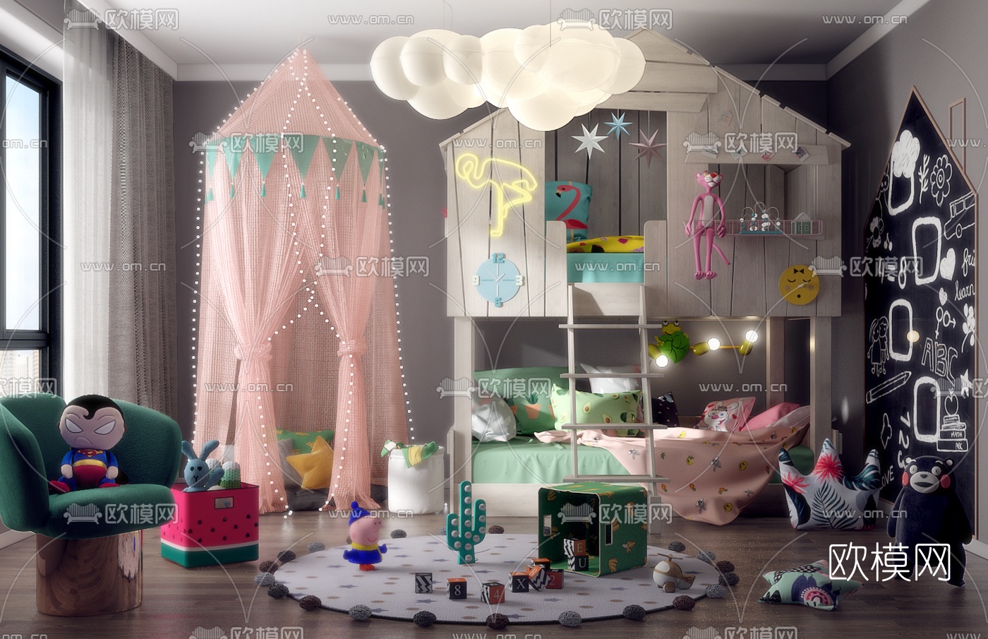 北欧儿童床玩具3d模型