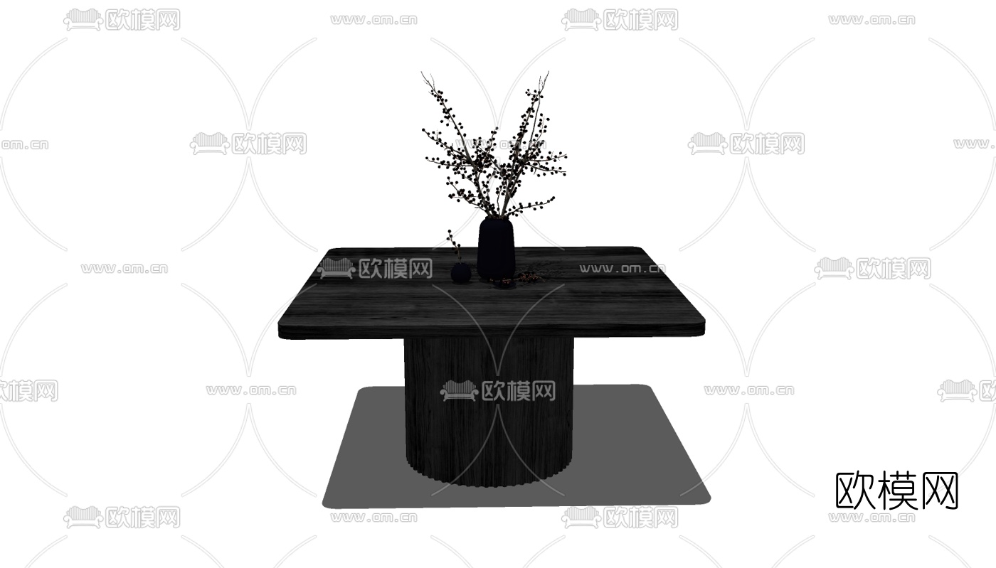 现代方形餐桌su模型