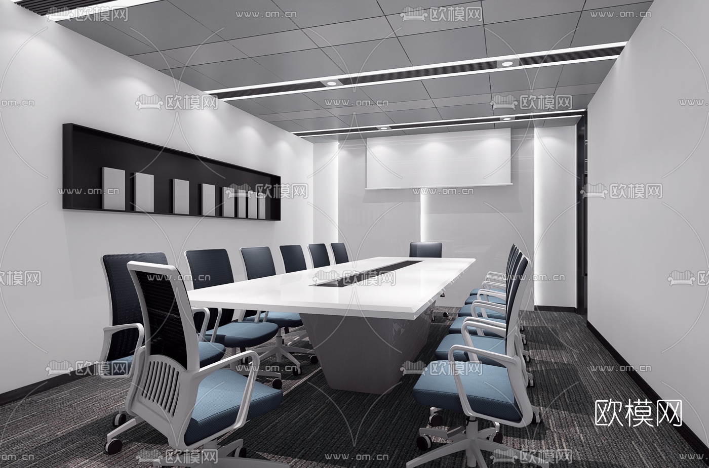 现代会议室3d模型下载