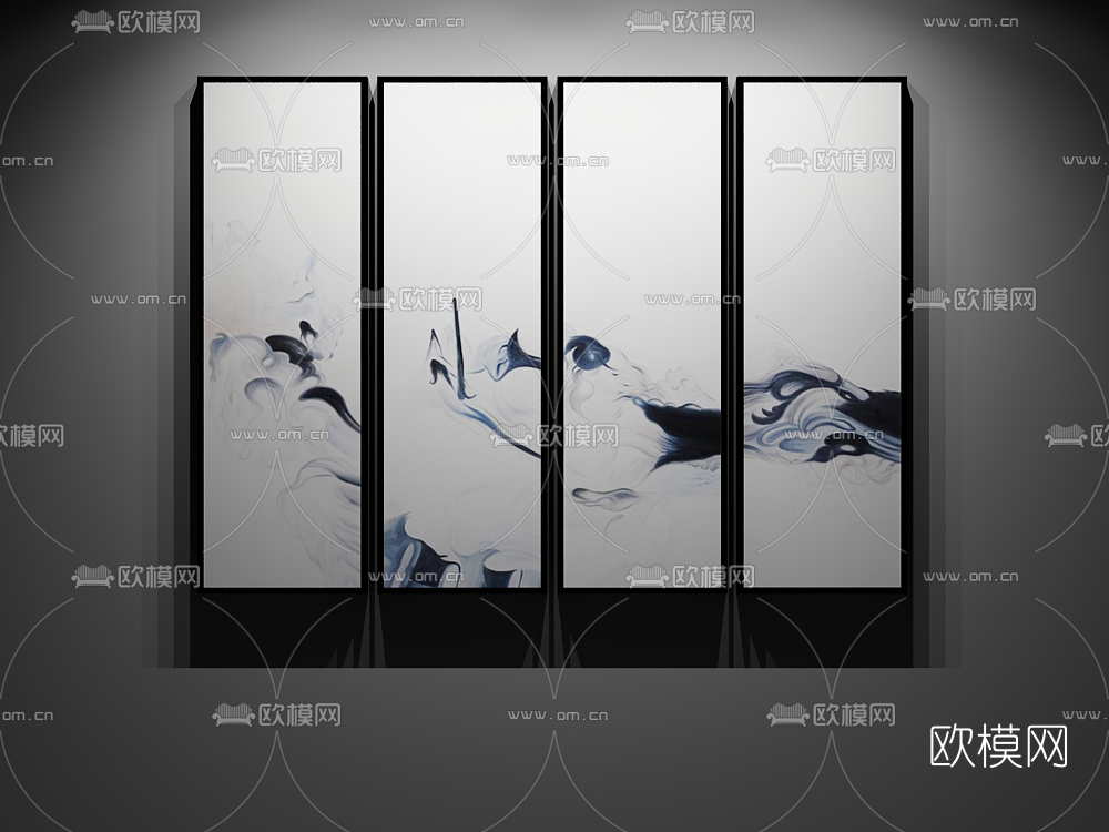 新中式装饰画组合3D模型