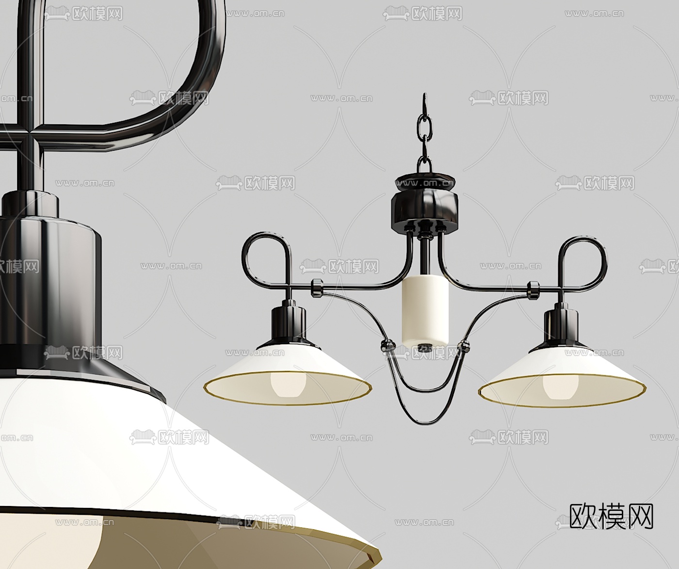 工业风金属多头吊灯3d模型下载