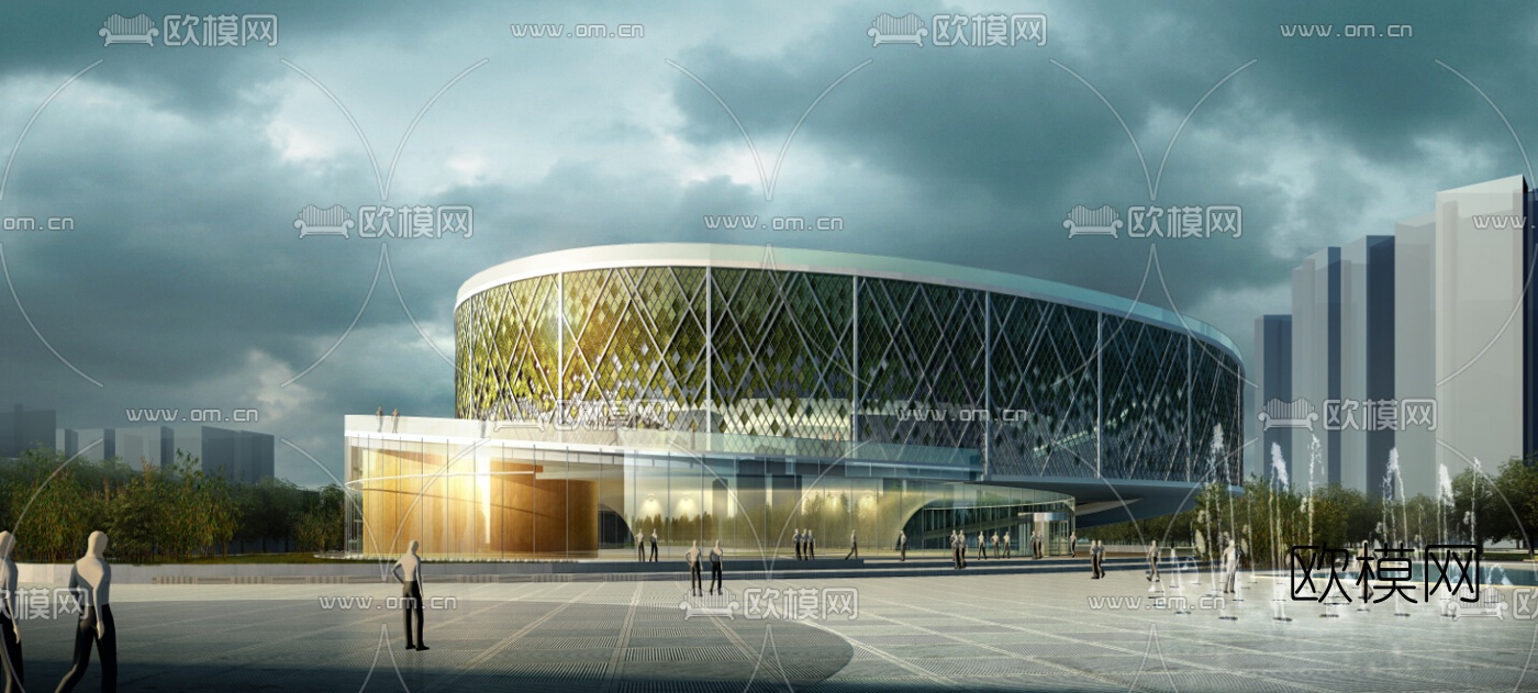 现代体育馆建筑外观3D模型