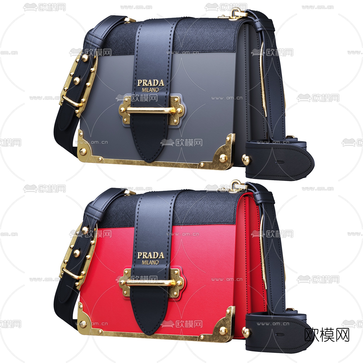 现代prada包包挎包3d模型