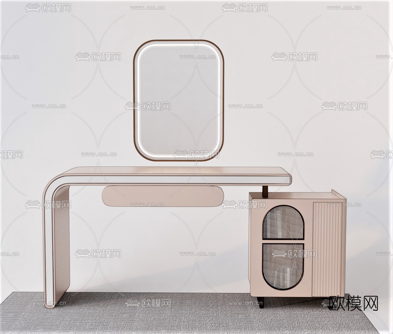 现代轻奢梳妆台su模型下载（渲染图1）