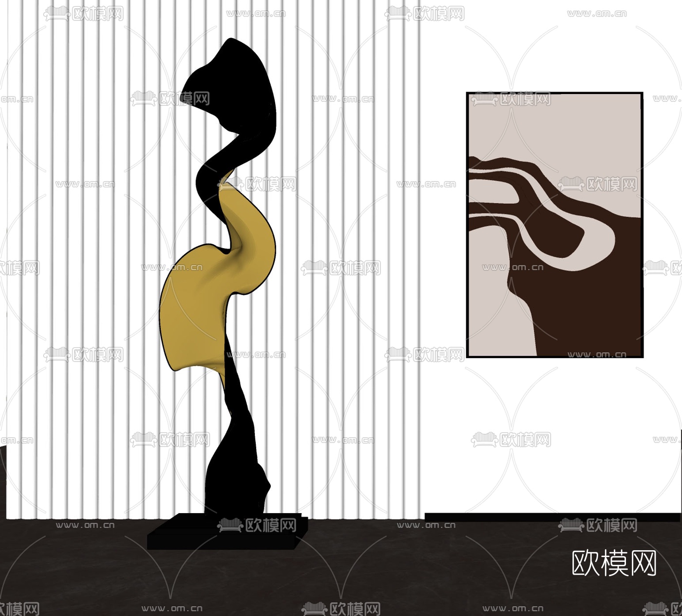 现代创意雕塑su模型下载（渲染图2）