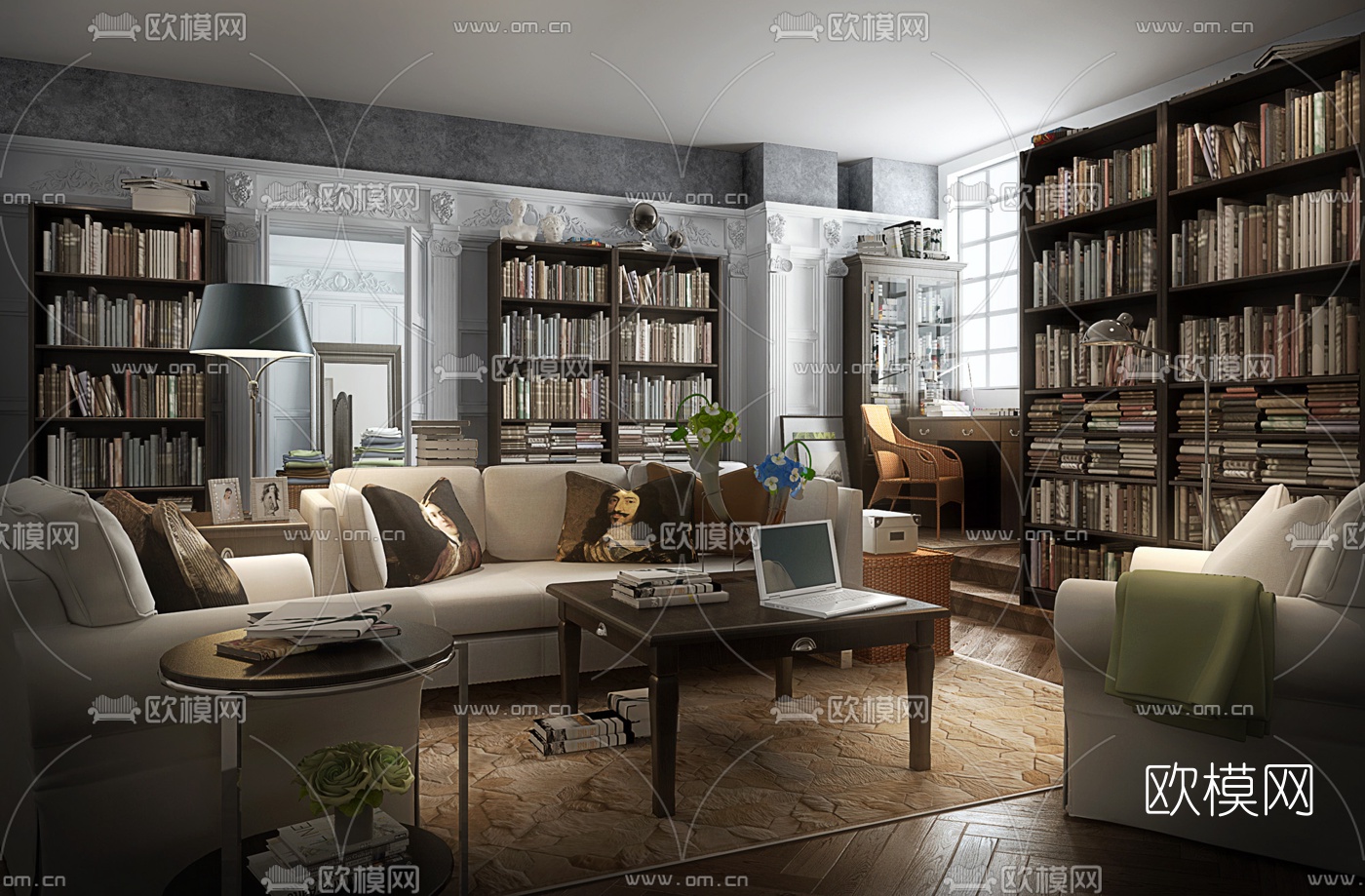 欧式别墅书房3d模型