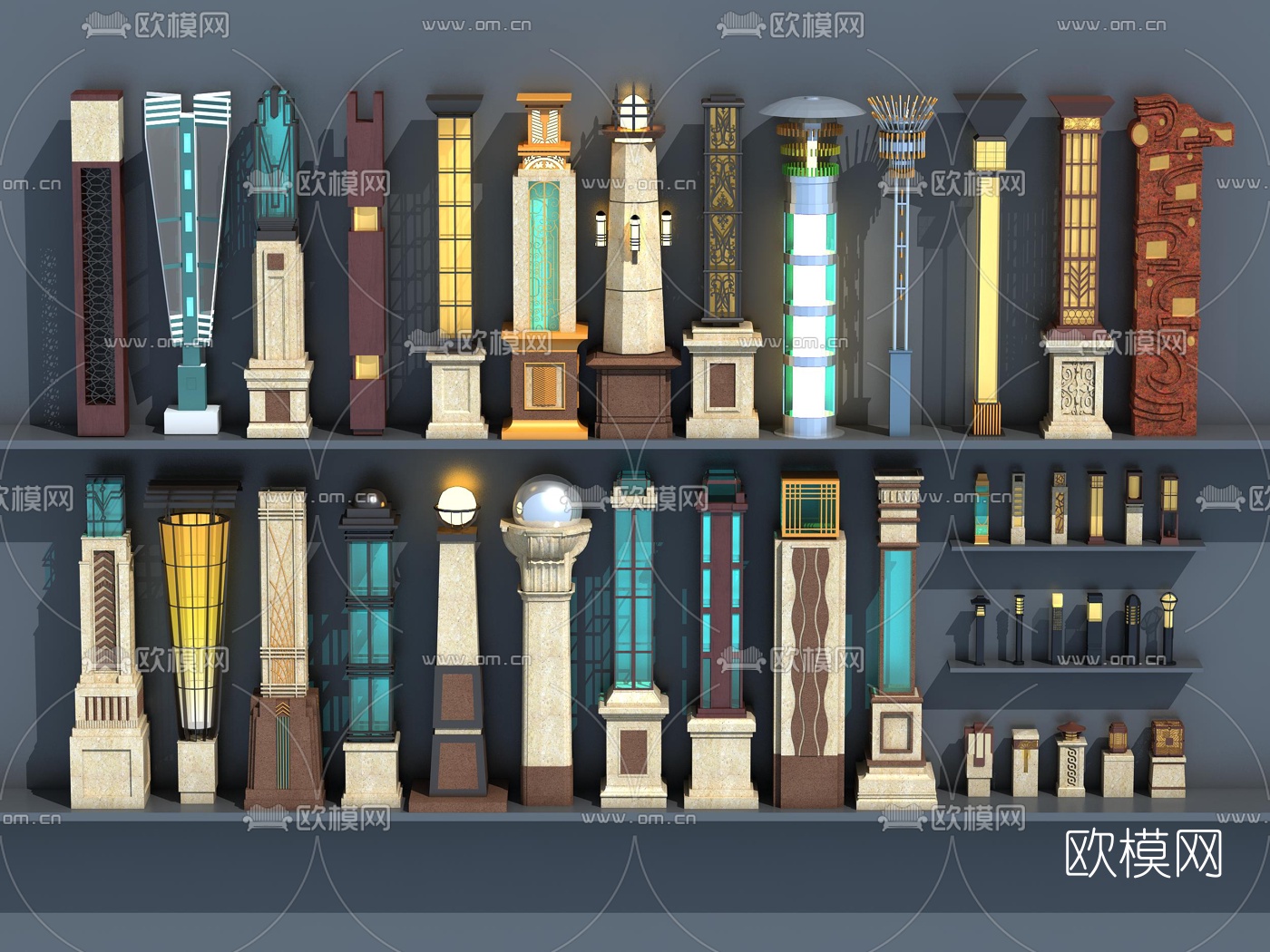 现代户外路灯景观灯3d模型下载