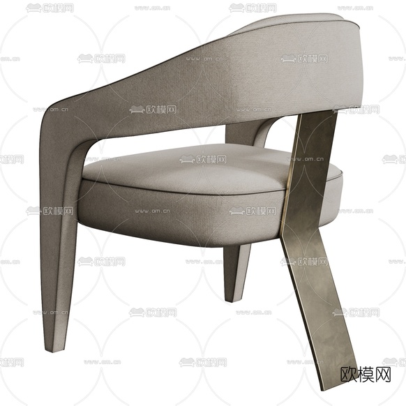 现代布艺休闲椅3d模型下载(渲染图2)