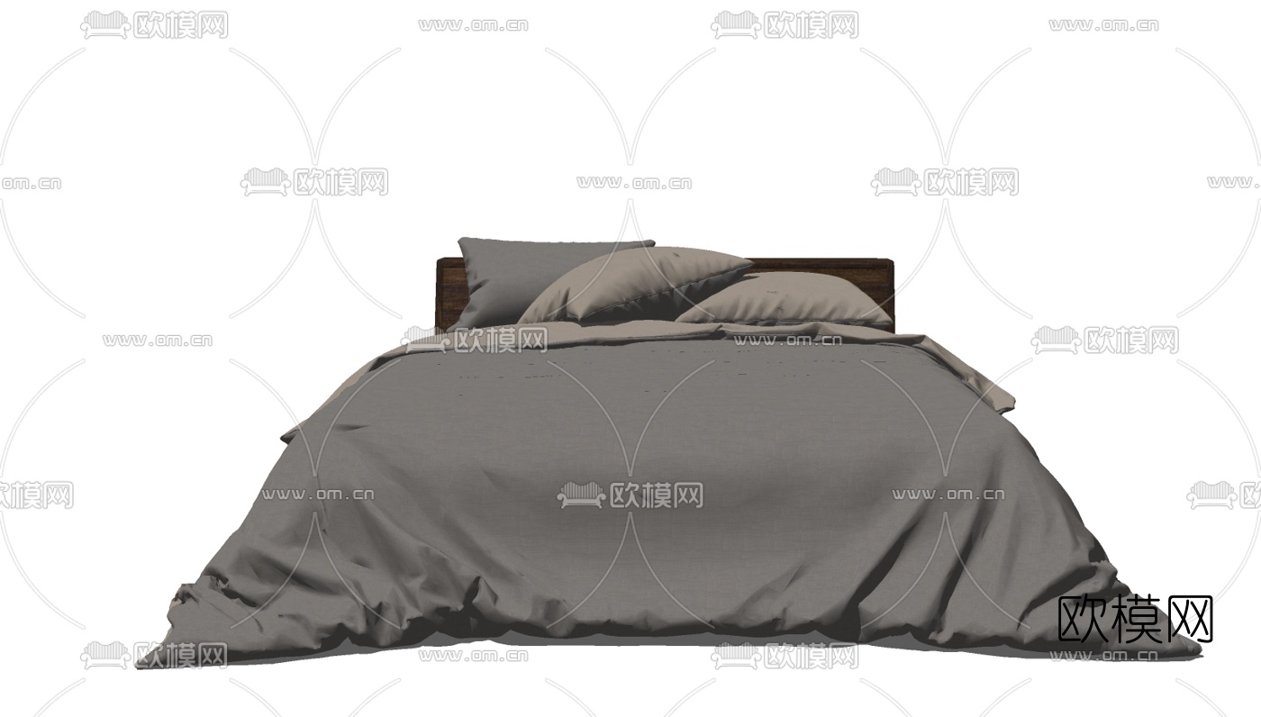 现代双人床免费su模型下载（渲染图2）