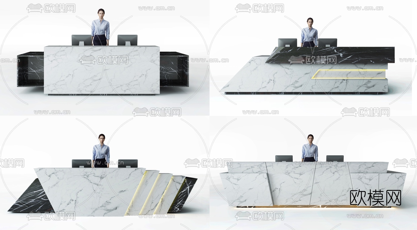 现代大理石前台接待台3d模型