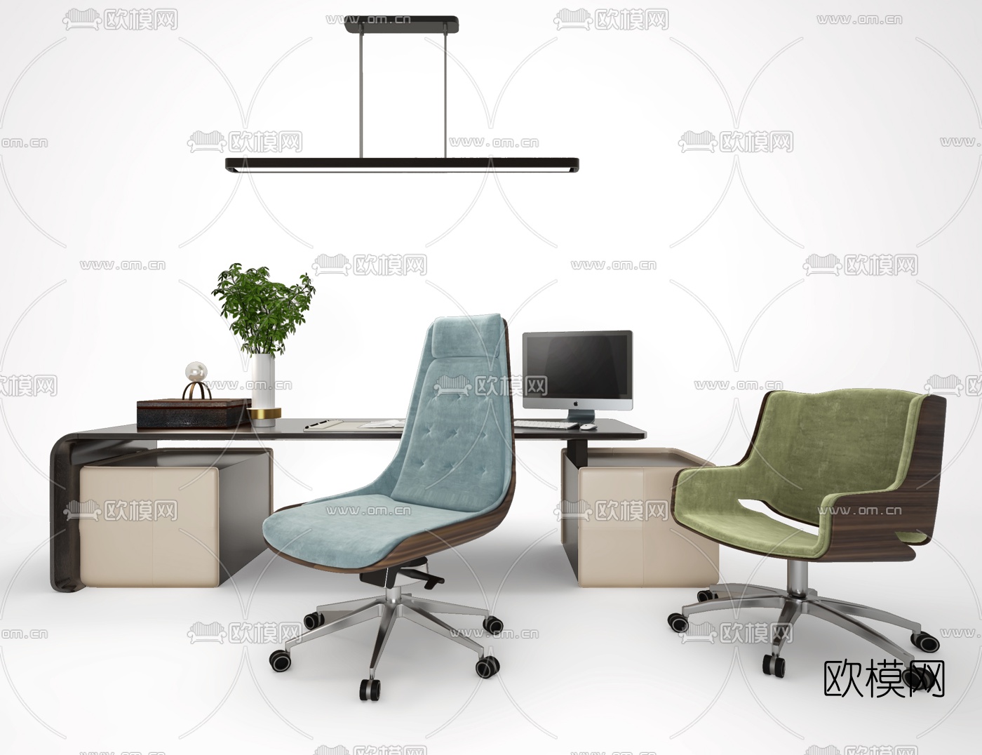 现代办公桌班台3d模型下载