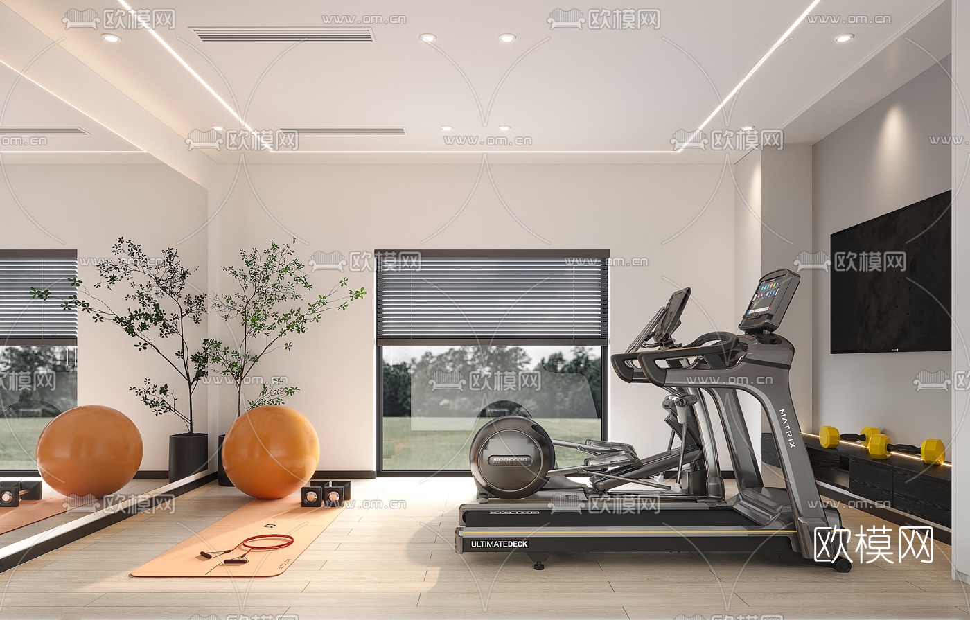 现代健身休闲室3d模型下载