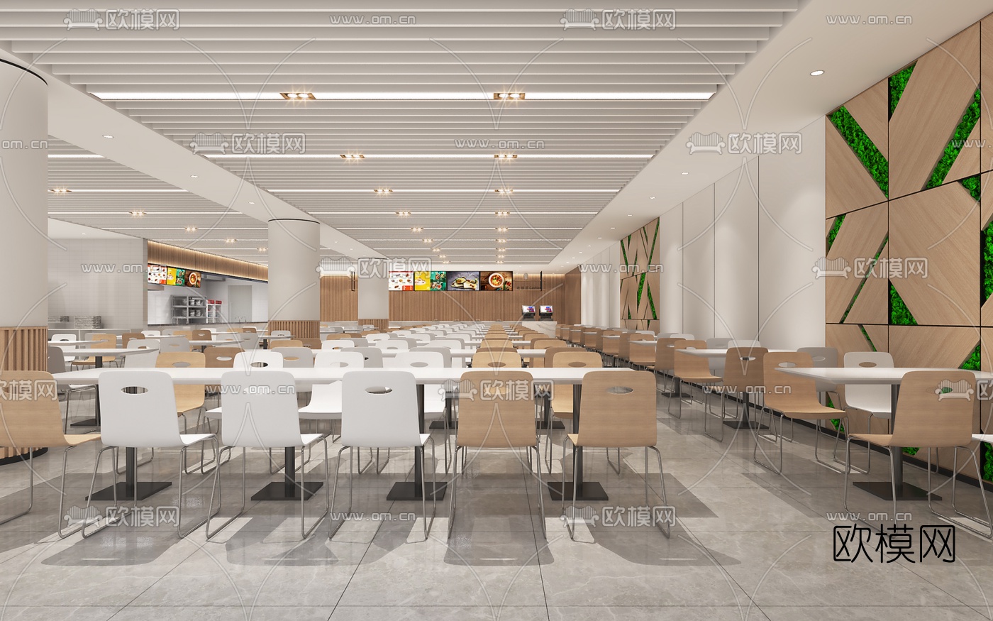 现代员工餐厅3d模型