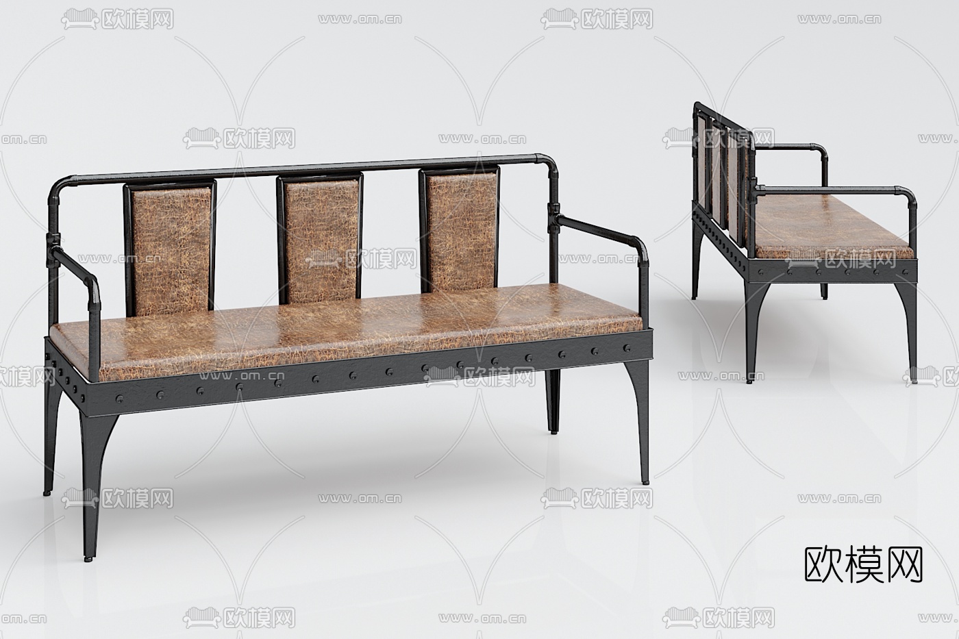 工业风多人沙发 三人沙发3d模型下载