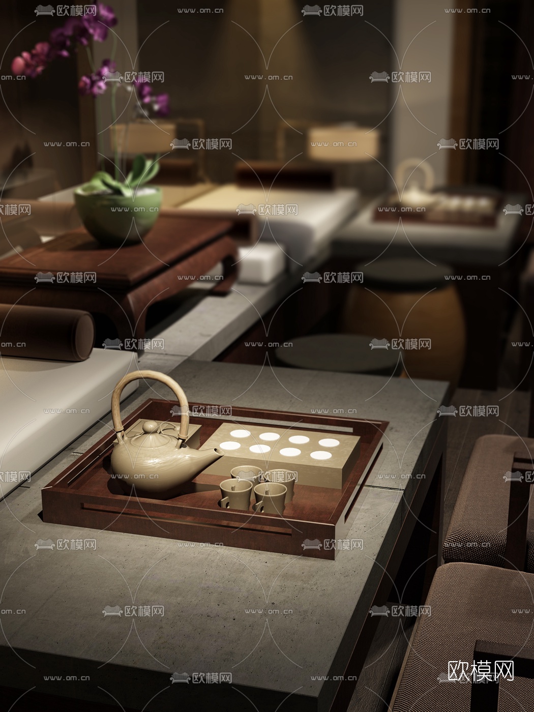新中式茶会所3d模型