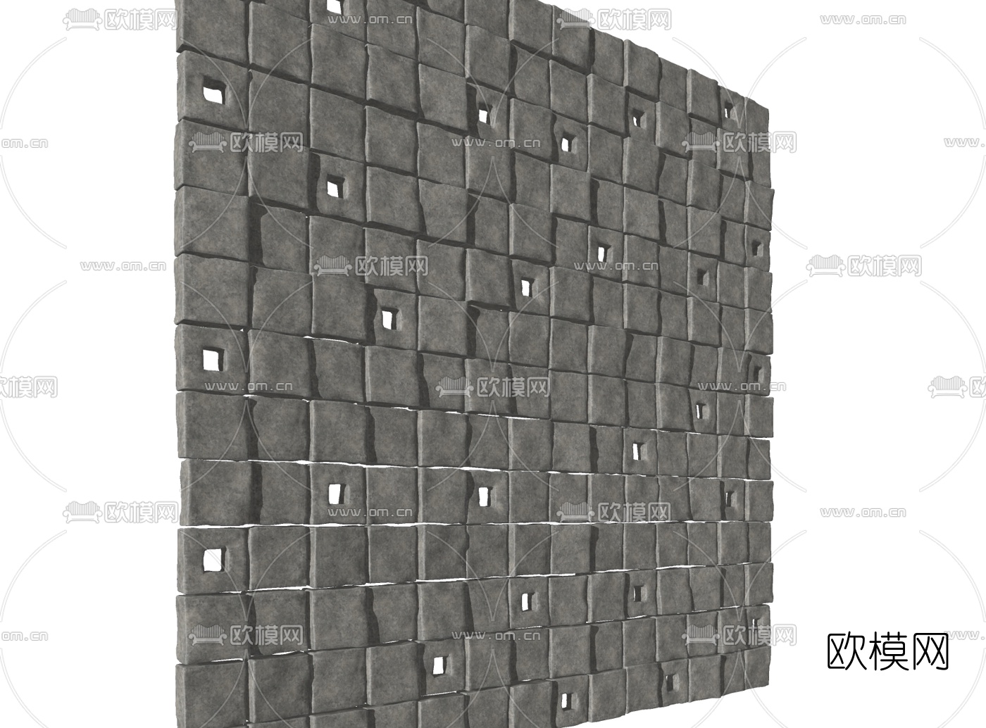 自然风石头背景墙su模型下载