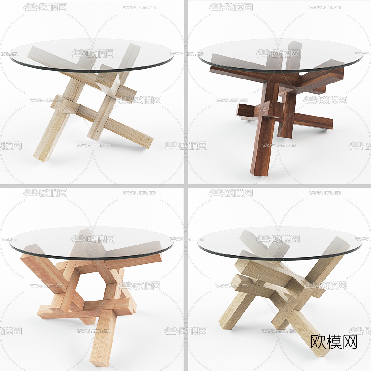 现代玻璃茶几3d模型