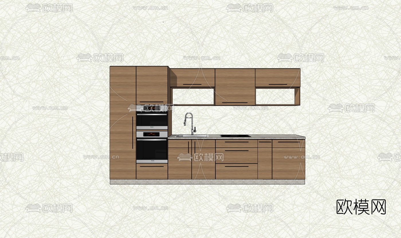 现代橱柜免费su模型下载（渲染图2）