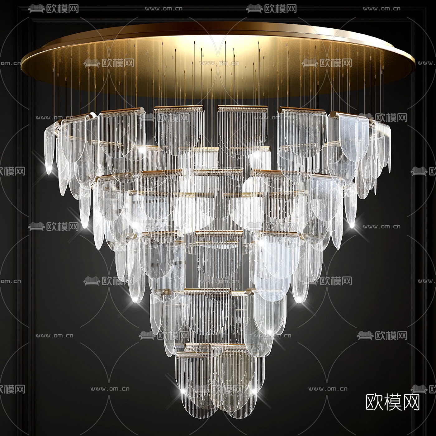 现代轻奢多层水晶吊灯3d模型下载_ID10019439_3dmax免费模型-欧模网