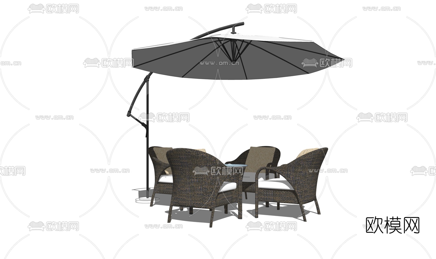 现代户外休闲桌椅组合su模型下载