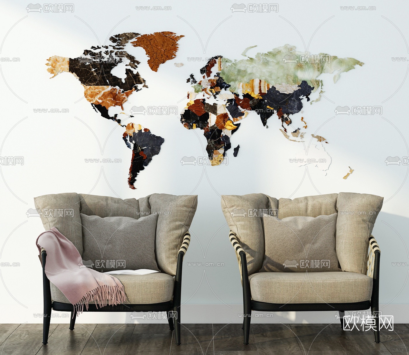 现代布艺休闲沙发3d模型下载