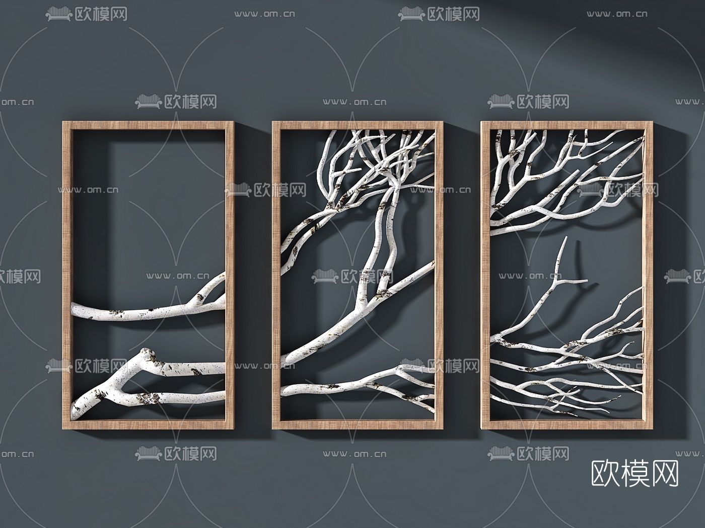现代立体树枝创意挂画3d模型下载_ID10274573_3dmax免费模型-欧模网