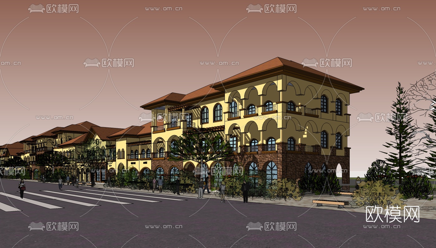 欧式沿街商业建筑su模型