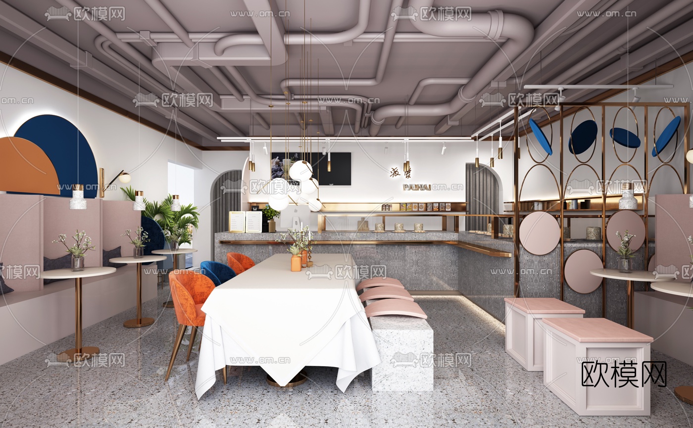 现代轻奢蛋糕店3d模型