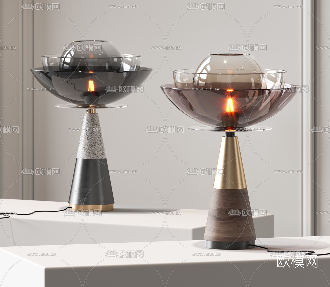 现代轻奢台灯3d模型下载（渲染图1）