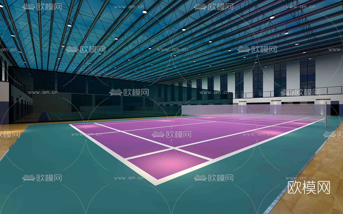 现代网球羽毛球场3D模型